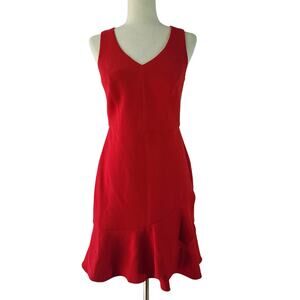 Trina Turk Red Sleeveless Dress Flounce Hem Skirt Size 2